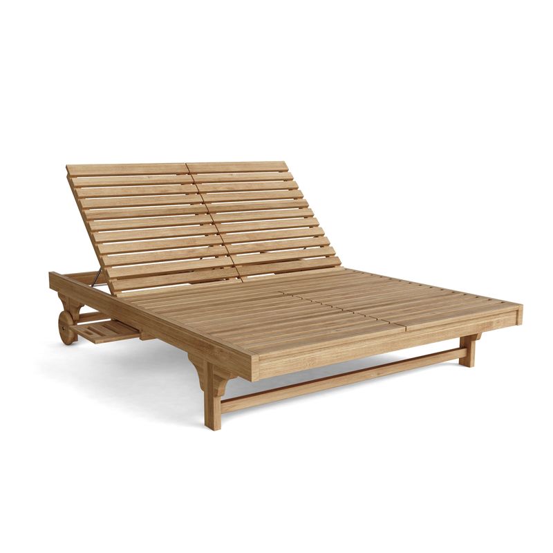 Wooden outdoor lounge chair on a white background