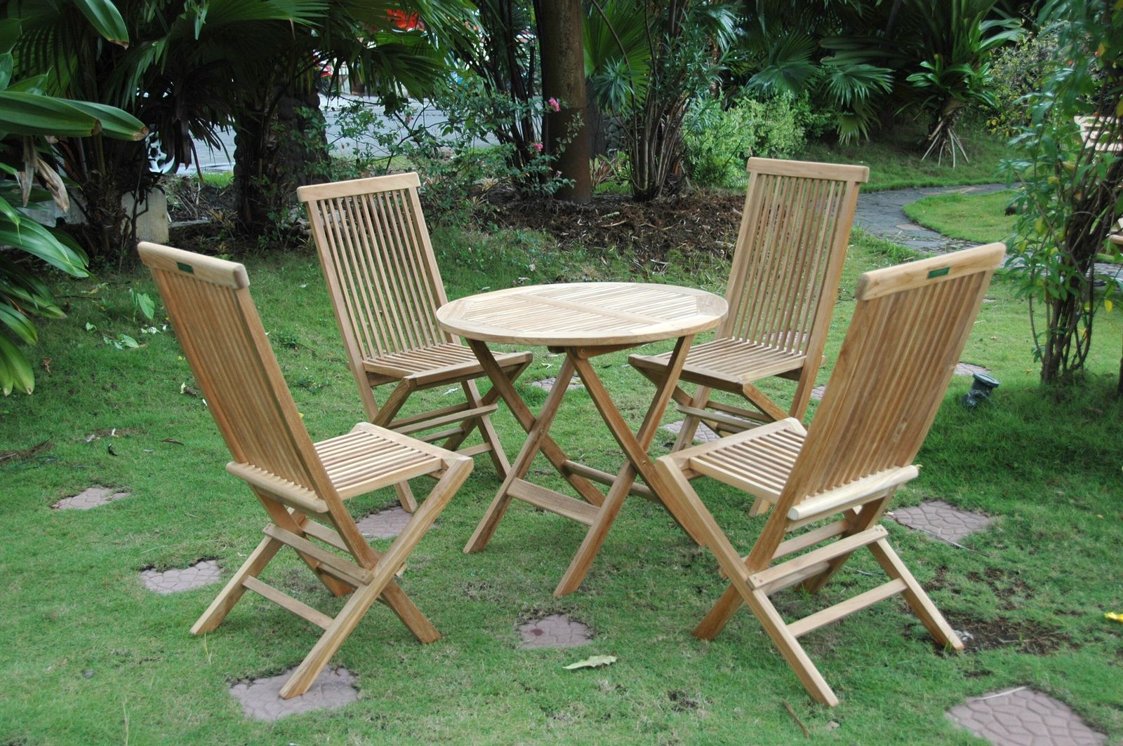 Anderson Teak Windsor Classic 5-Piece Teak Bistro Set - folding table and chairs set