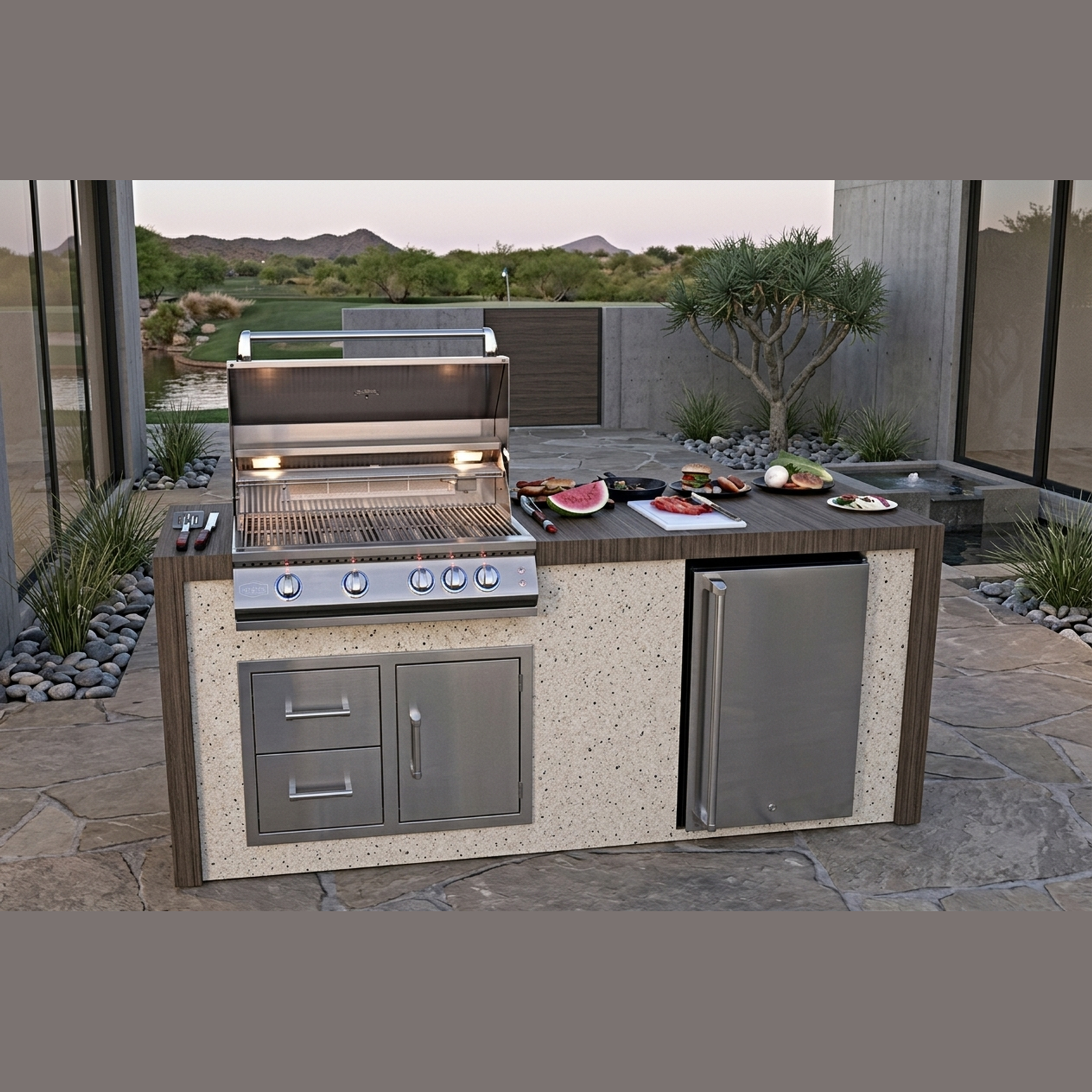 Kokomo Grills 7 Ft Outdoor Kitchen Shiplap Waterfall Countertops - variant view 3