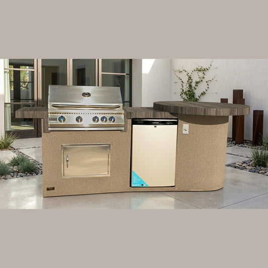 KoKoMo Grills 9 Ft Round Bar BBQ Island Built-in Grill - Ameristone Stucco Stony Creek finish