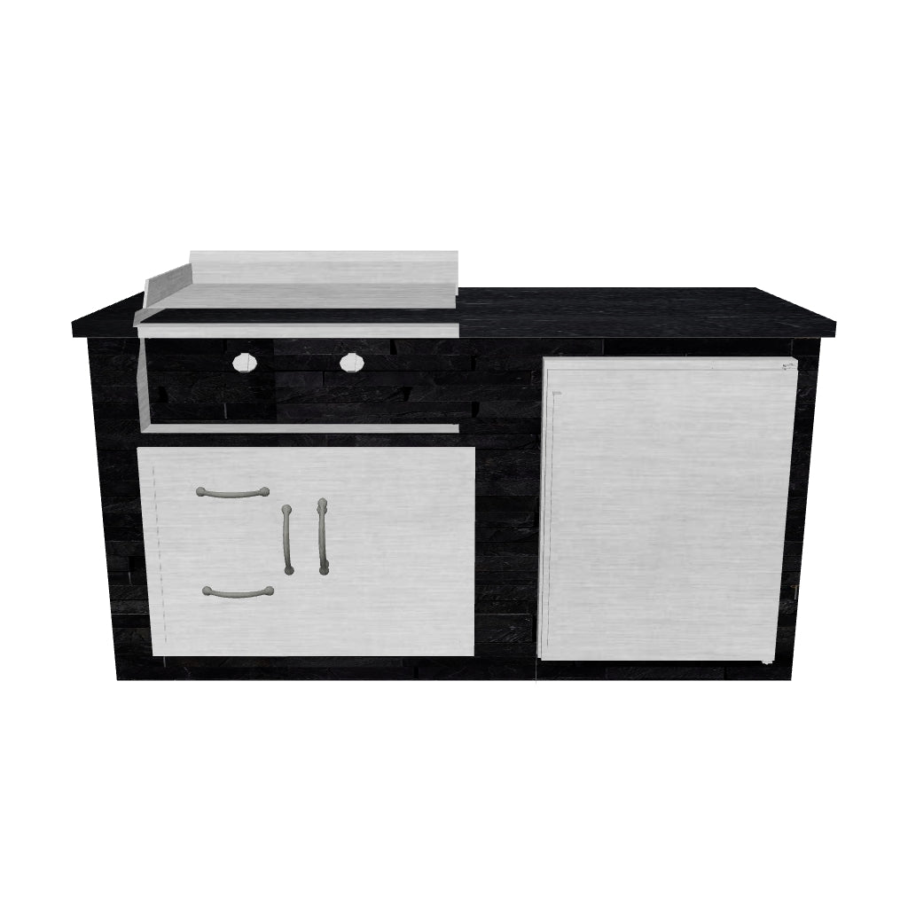 TrueFlame 6 Foot Luxury Outdoor Grill Island with 30-Inch Griddle, Polished Black Granite Countertops