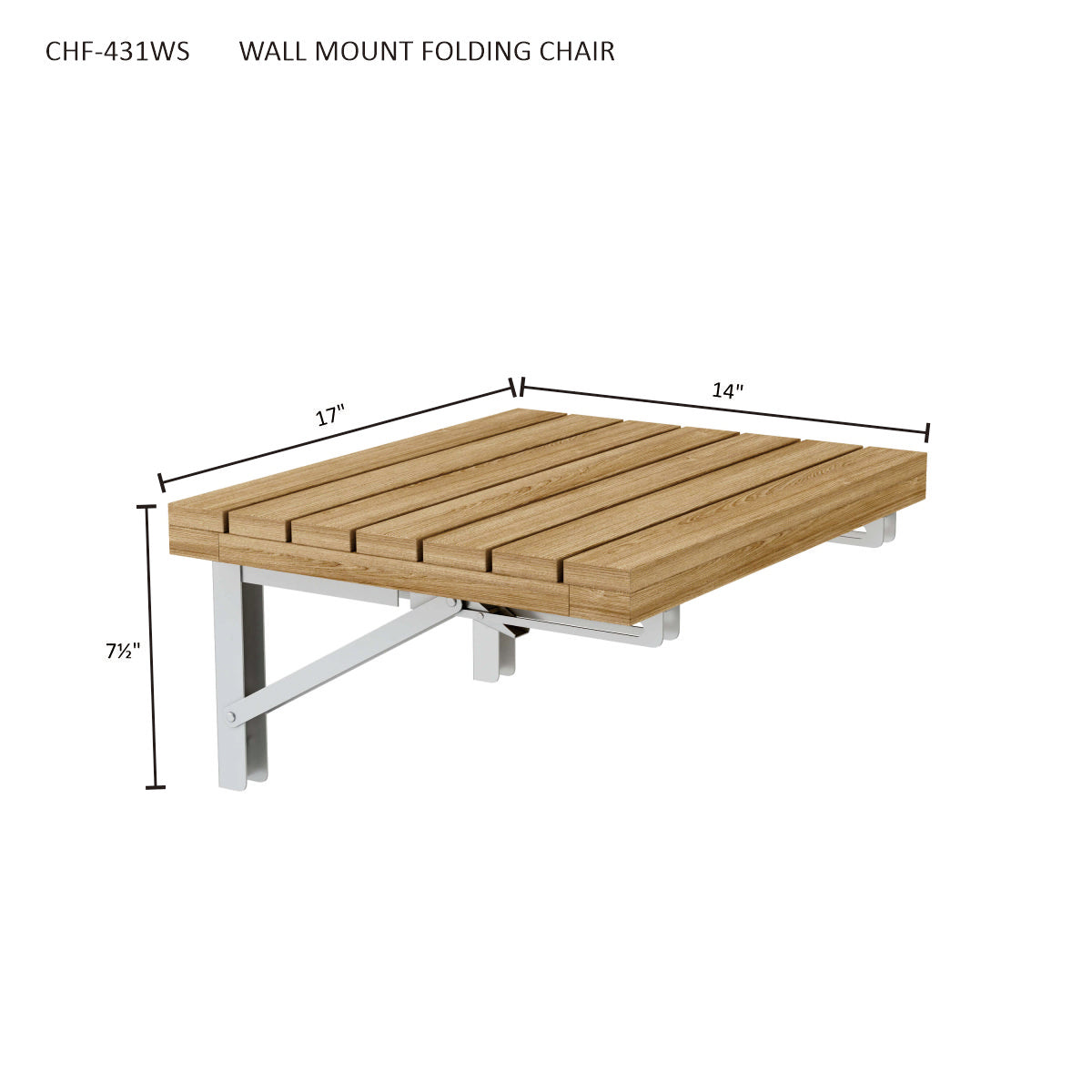 Anderson Teak Wall Mount Folding Shower Chair - teak shower bench folded flat view