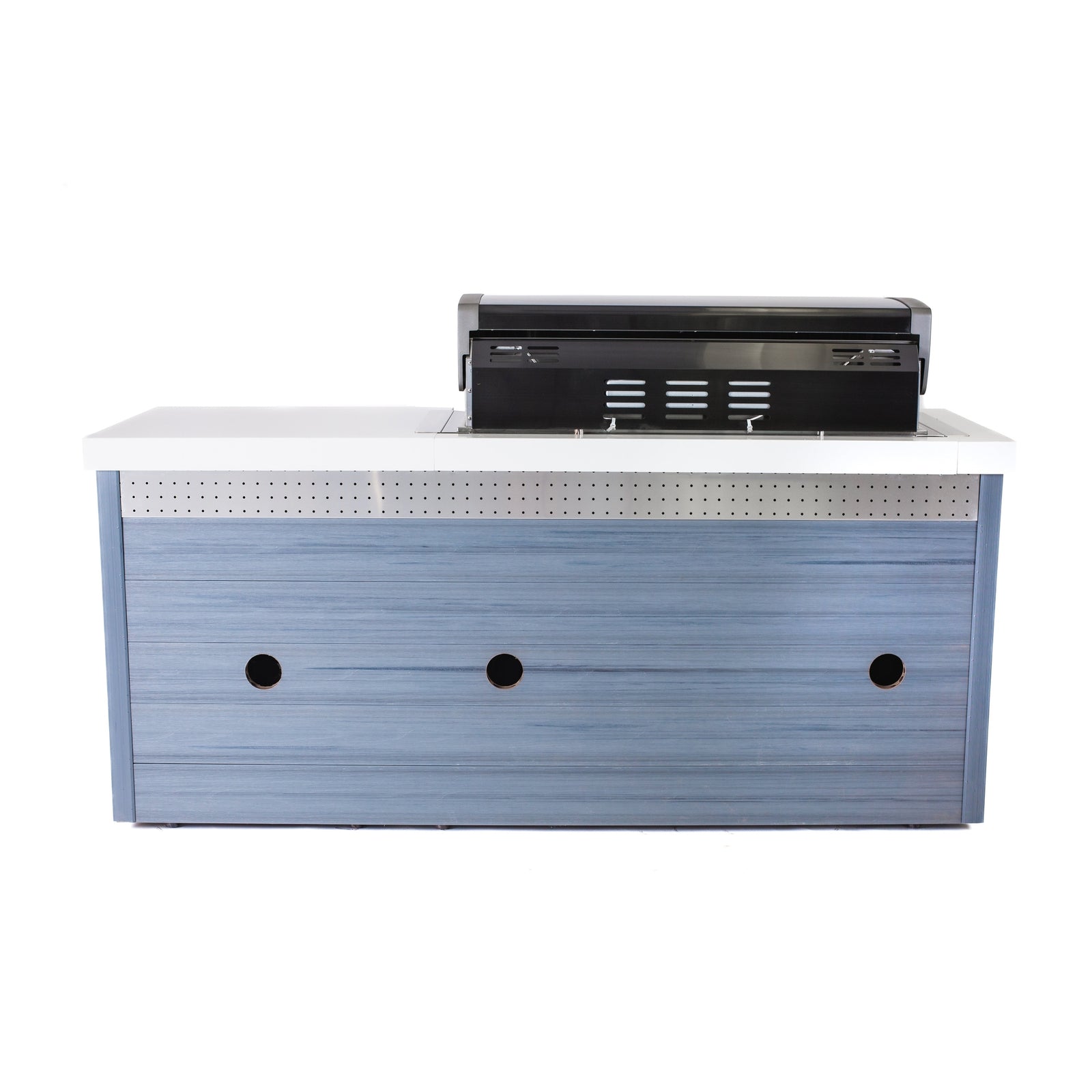 Mont Alpi MA805-AWBSS artwood island in black stainless on covered patio lifestyle