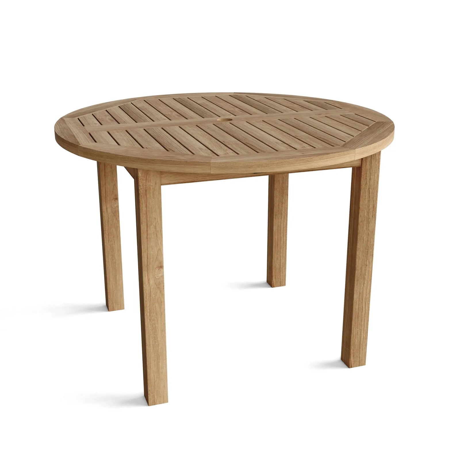 Round wooden table on a white background