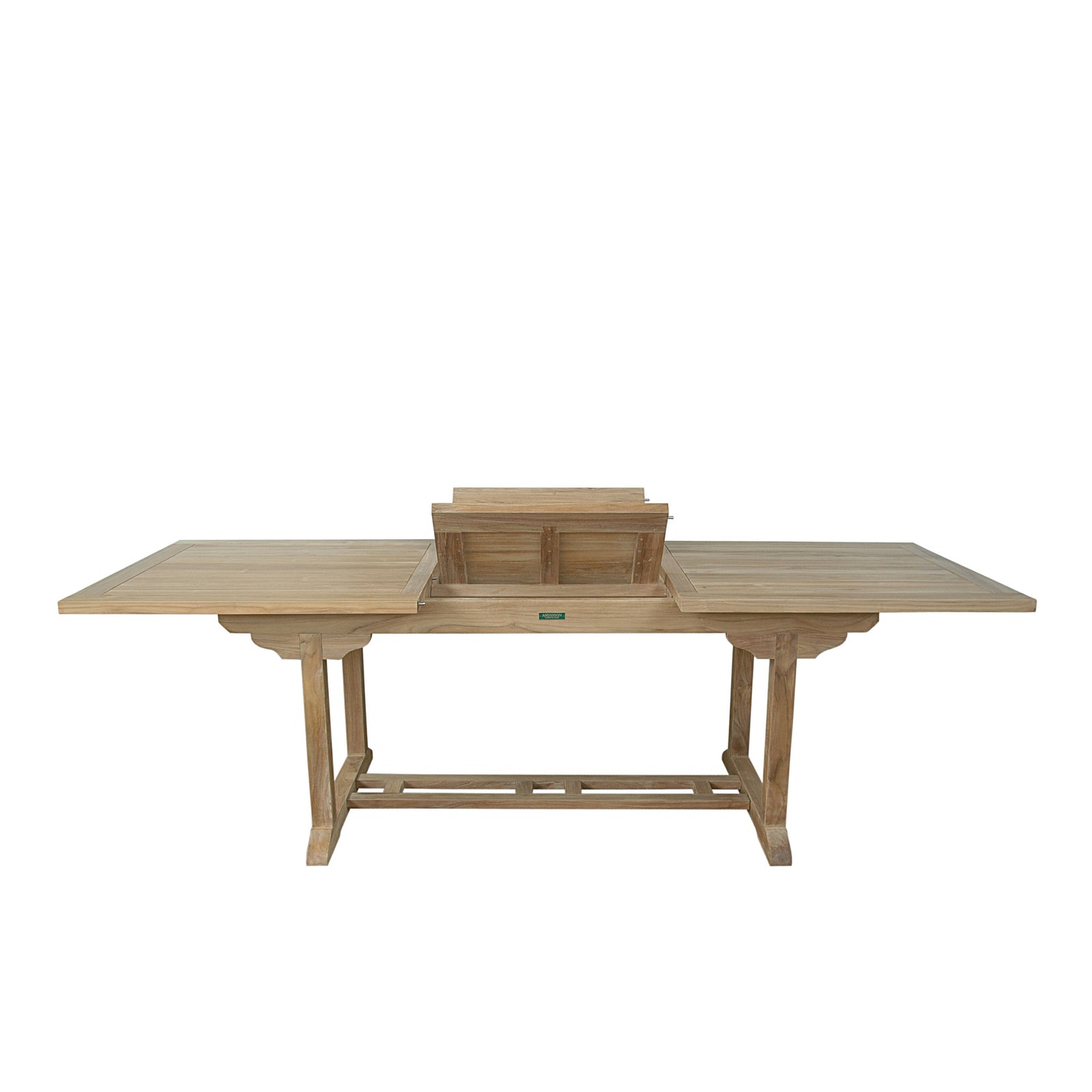 Wooden outdoor table with a white background