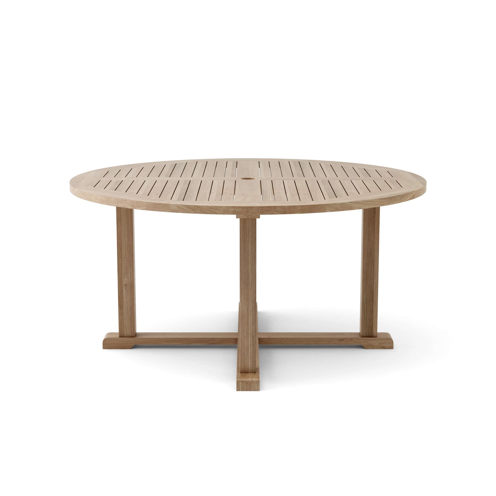 Wooden outdoor table on a white background