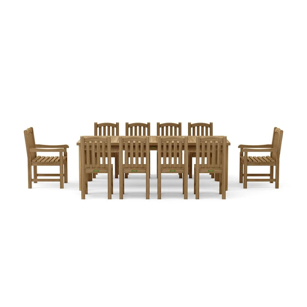 Wooden dining set with a table and chairs on a white background