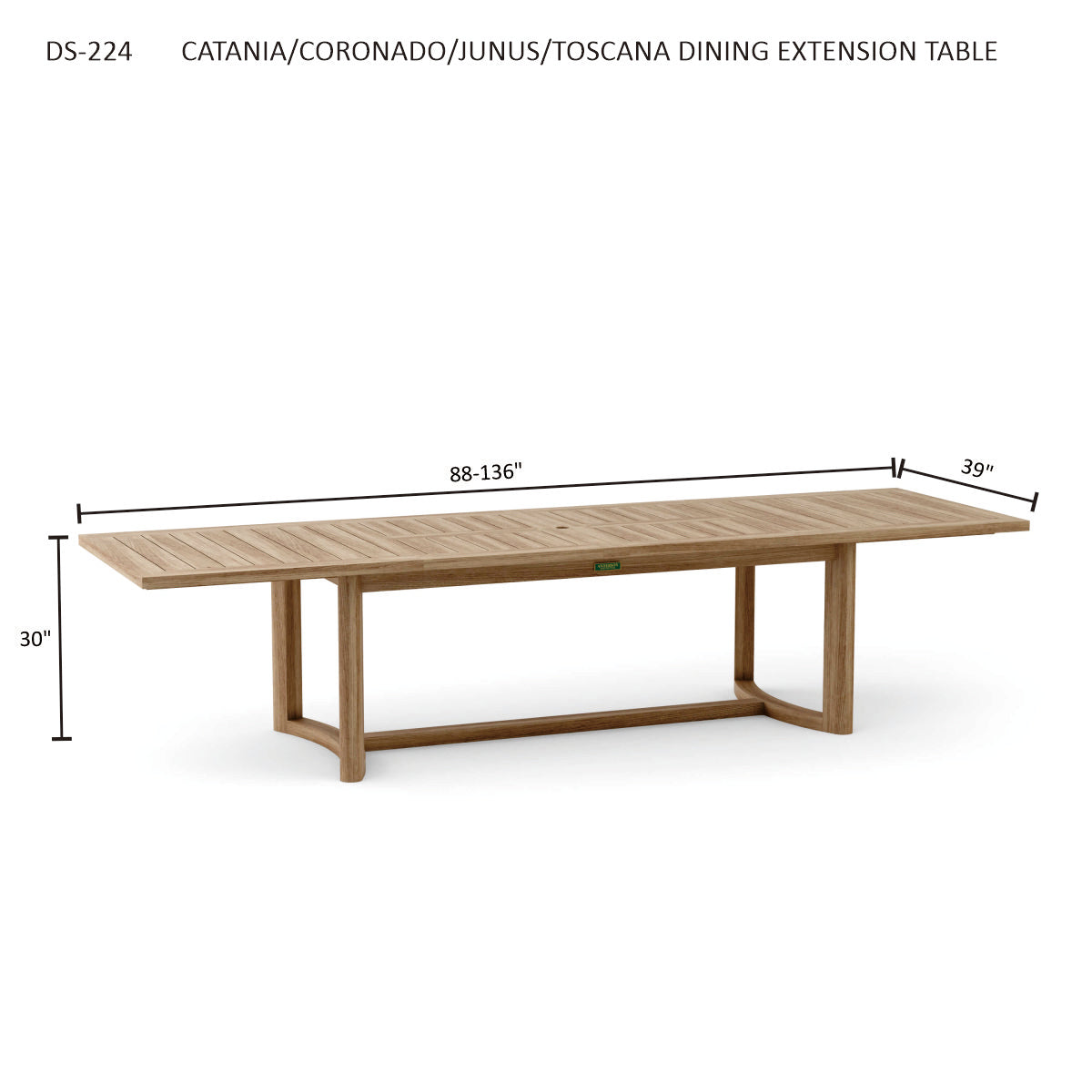 Anderson Teak Junus Dining Extension Table - leg and base detail of solid teak dining table
