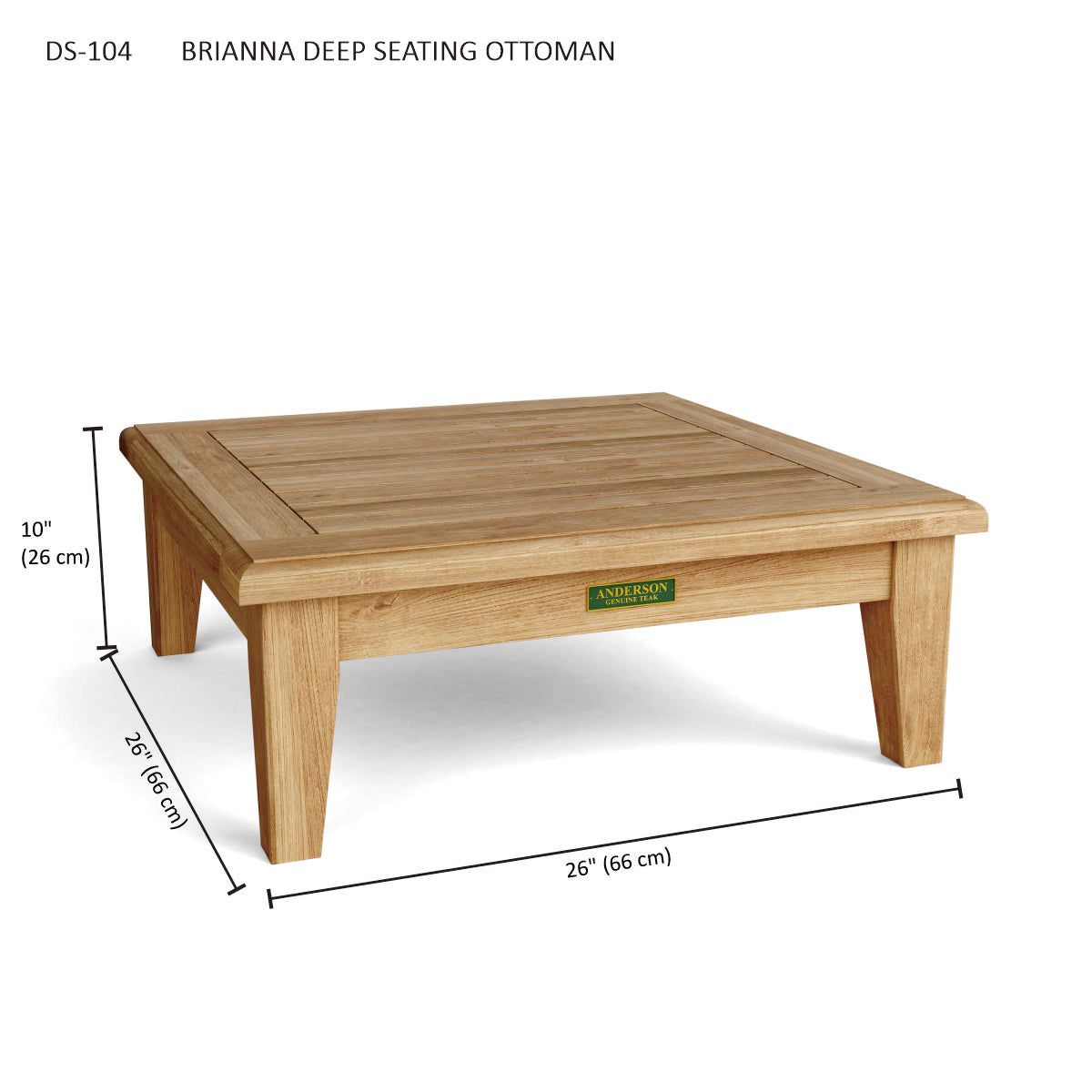 Anderson Teak Brianna Ottoman - lifestyle view of ottoman paired with teak deep seating