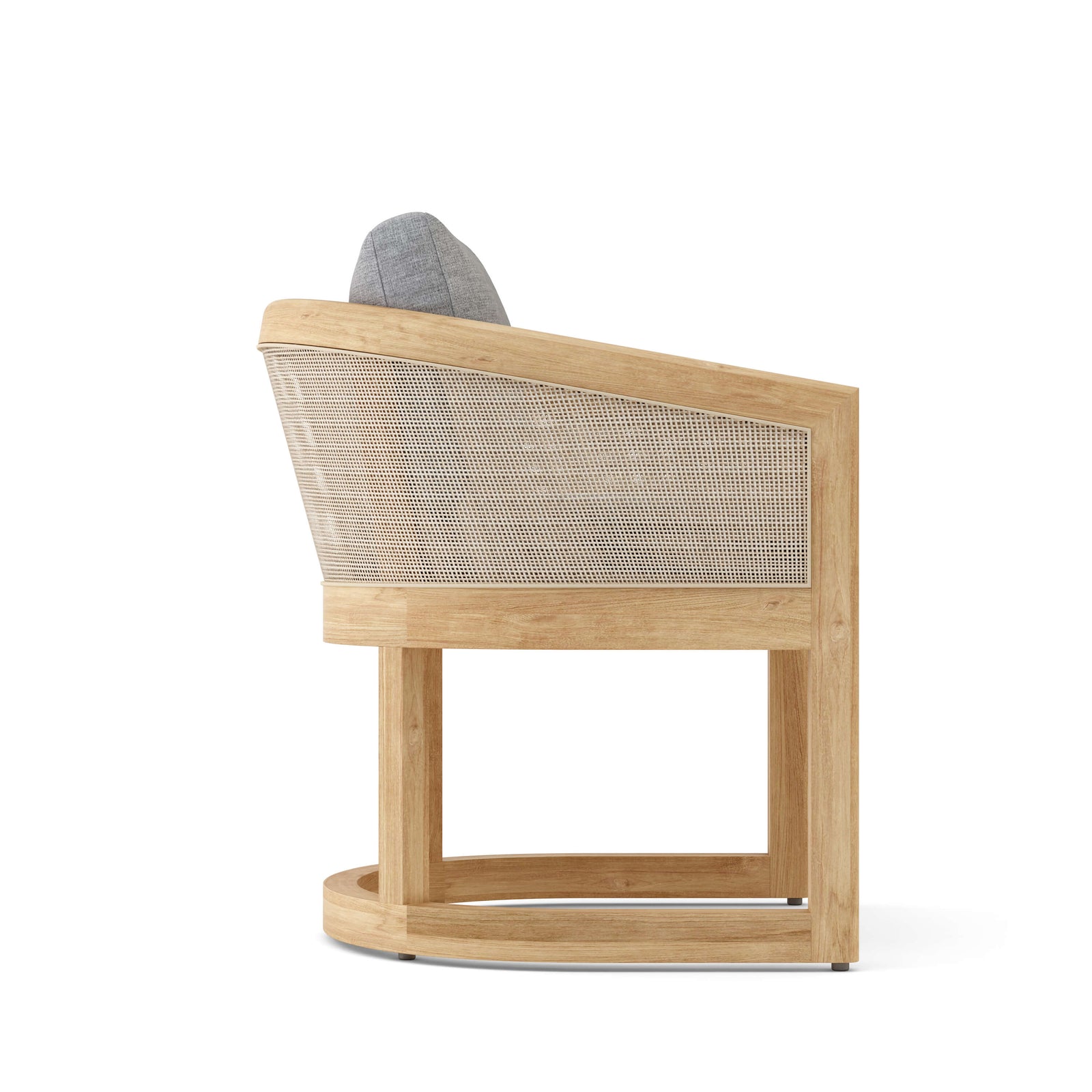 Wooden chair with wicker backrest on a white background