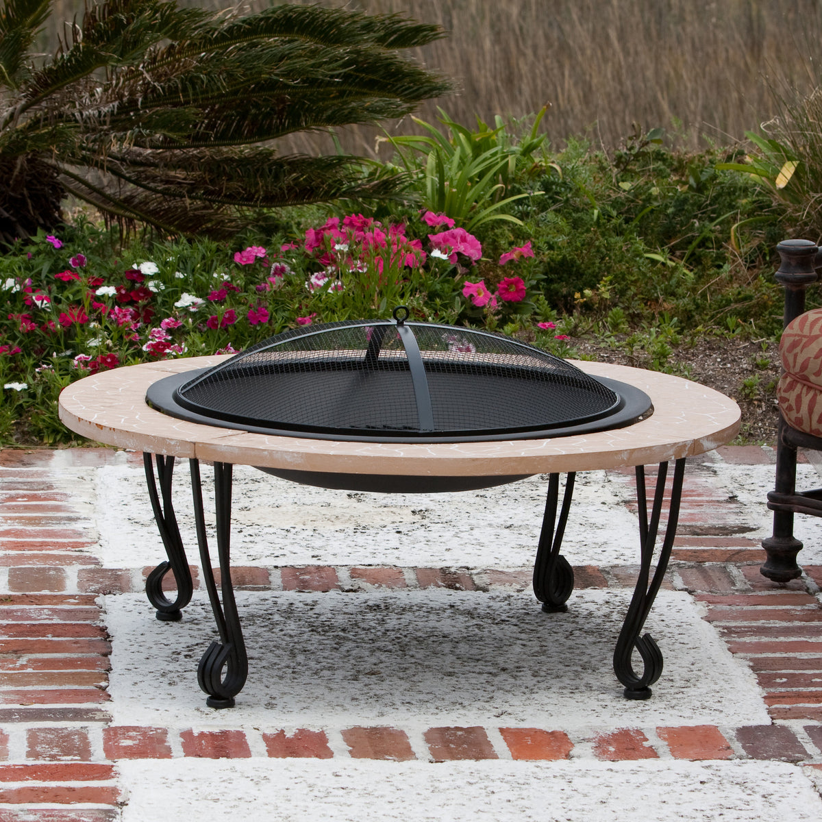Fire Sense Cast Iron Rim Stone Finish Fire Pit 2115 (DISCONTINUED) - BetterPatio.com