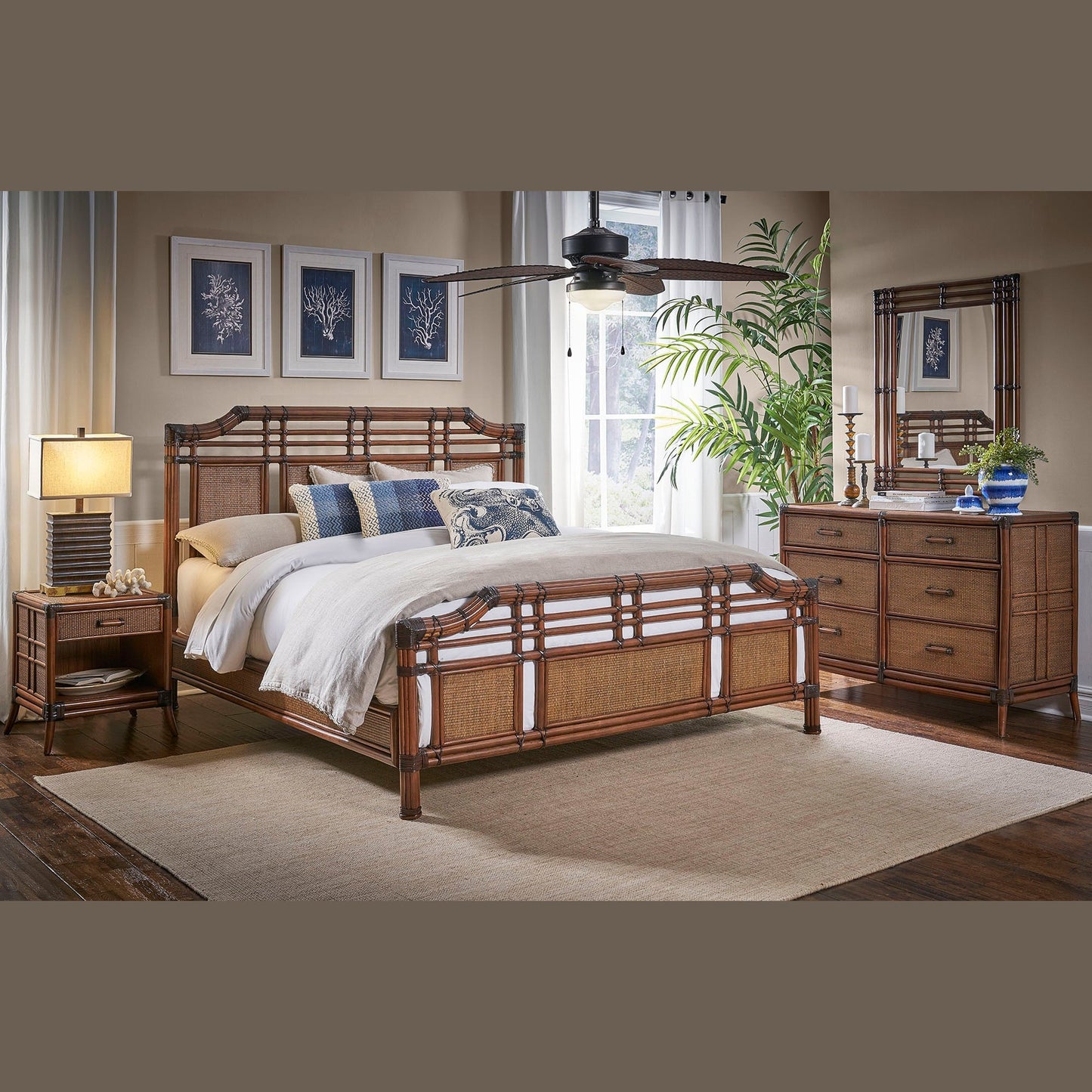 Palm Cove 6 PC Complete King Bedroom Set 1102-5647-ATQ-6BK-GL - BetterPatio.com