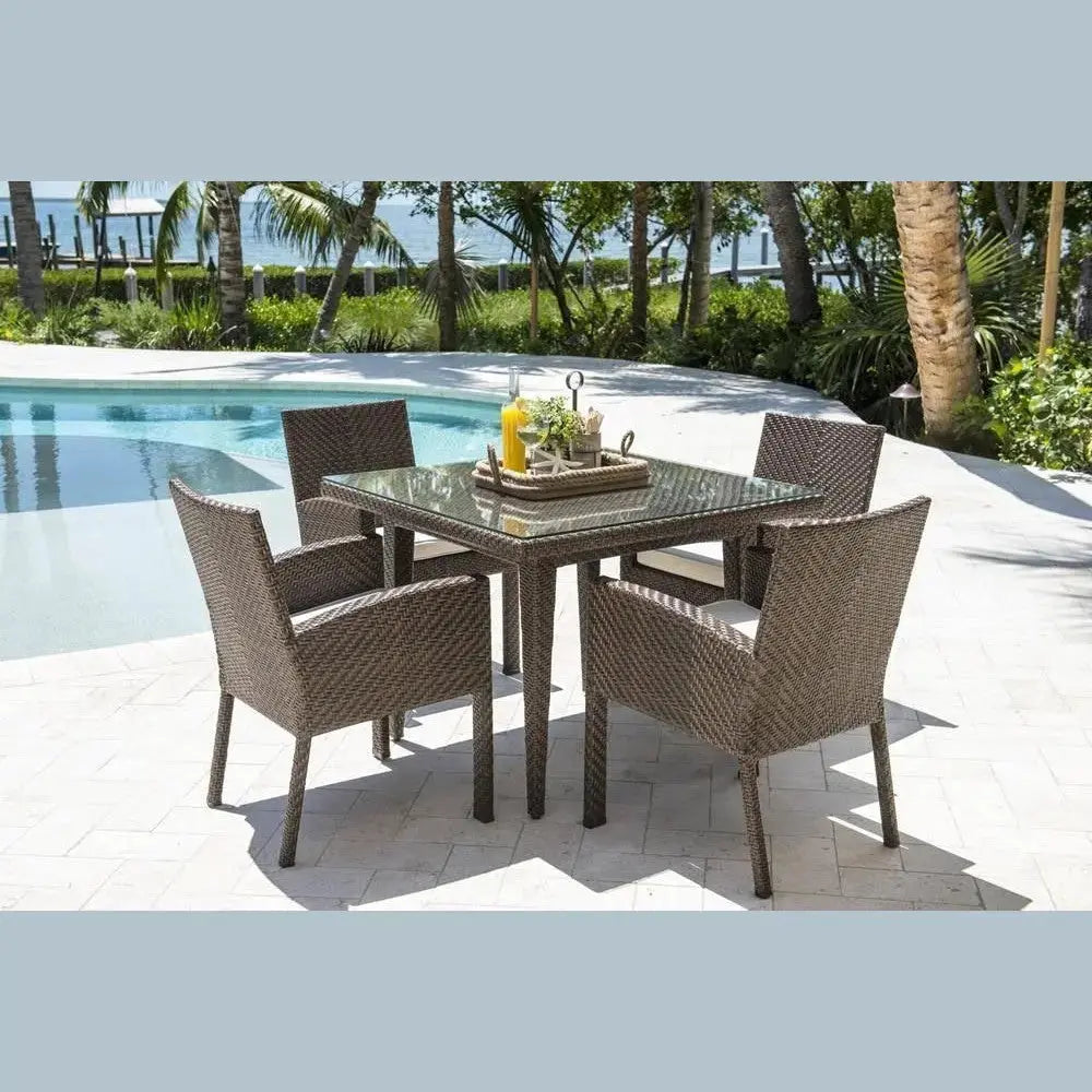Panama Jack Oasis Square Table w/glass PJO-2201-JBP-40-GLASS - BetterPatio.com