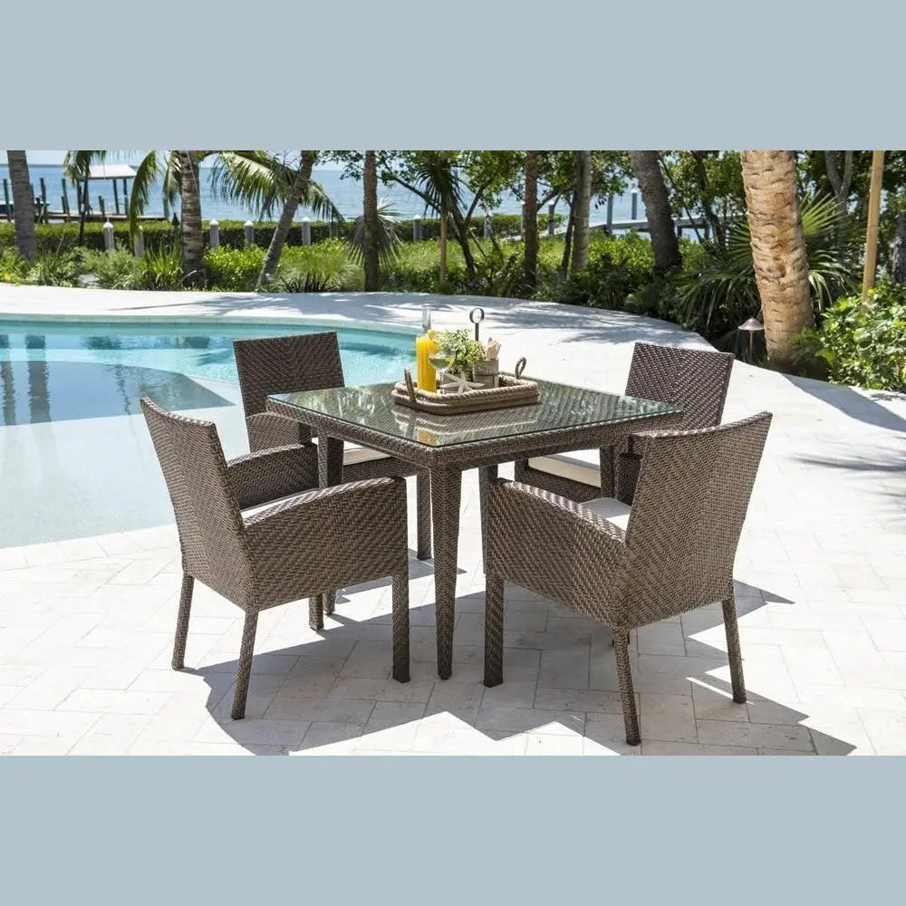 Panama Jack Oasis Square Table w/glass PJO-2201-JBP-40-GLASS - BetterPatio.com