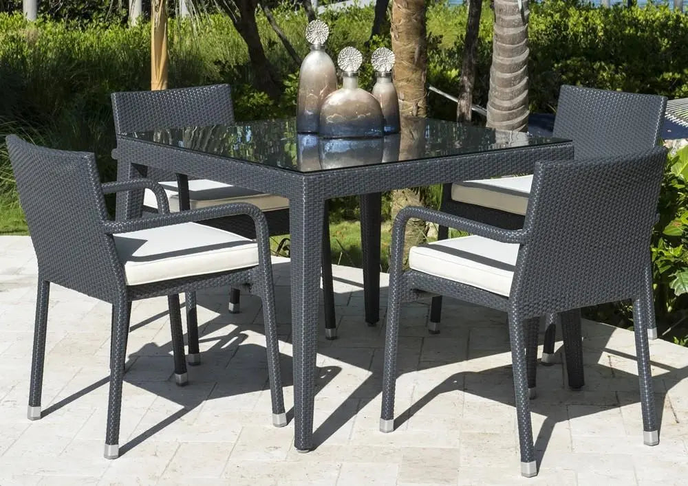 Panama Jack Onyx Square Table w/glass PJO-1901-BLK-SQ-GLASS - BetterPatio.com
