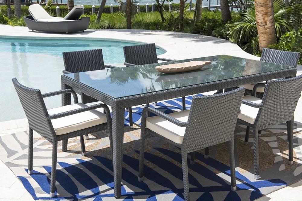 Panama Jack Onyx Rectangular Table w/glass PJO-1901-BLK-RT-GLASS - BetterPatio.com