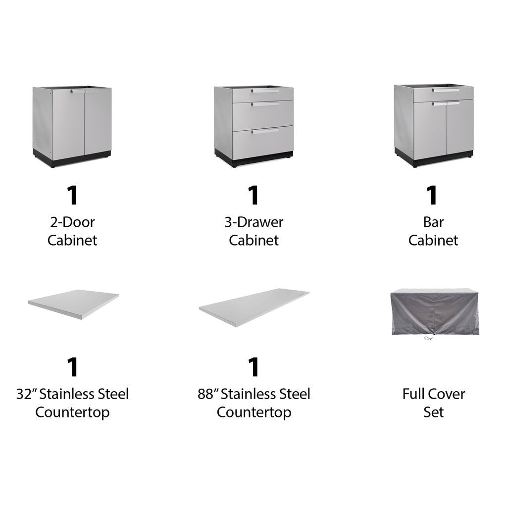 NewAge Outdoor Kitchen 5 PC Cabinet Set in Stainless Steel with Covers 65073 - BetterPatio.com