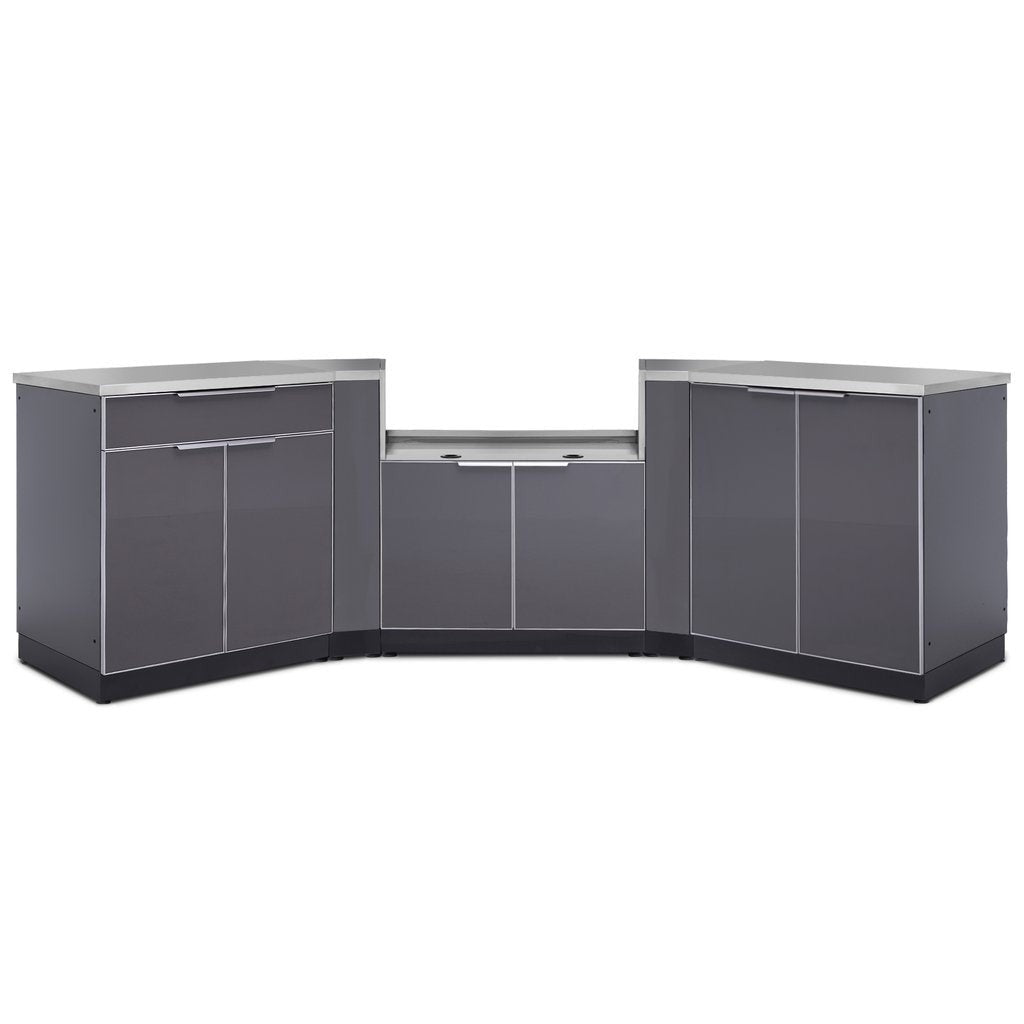 NewAge Outdoor Kitchen 6 PC Cabinet Set in Slate Gray with Countertops 65266 - BetterPatio.com