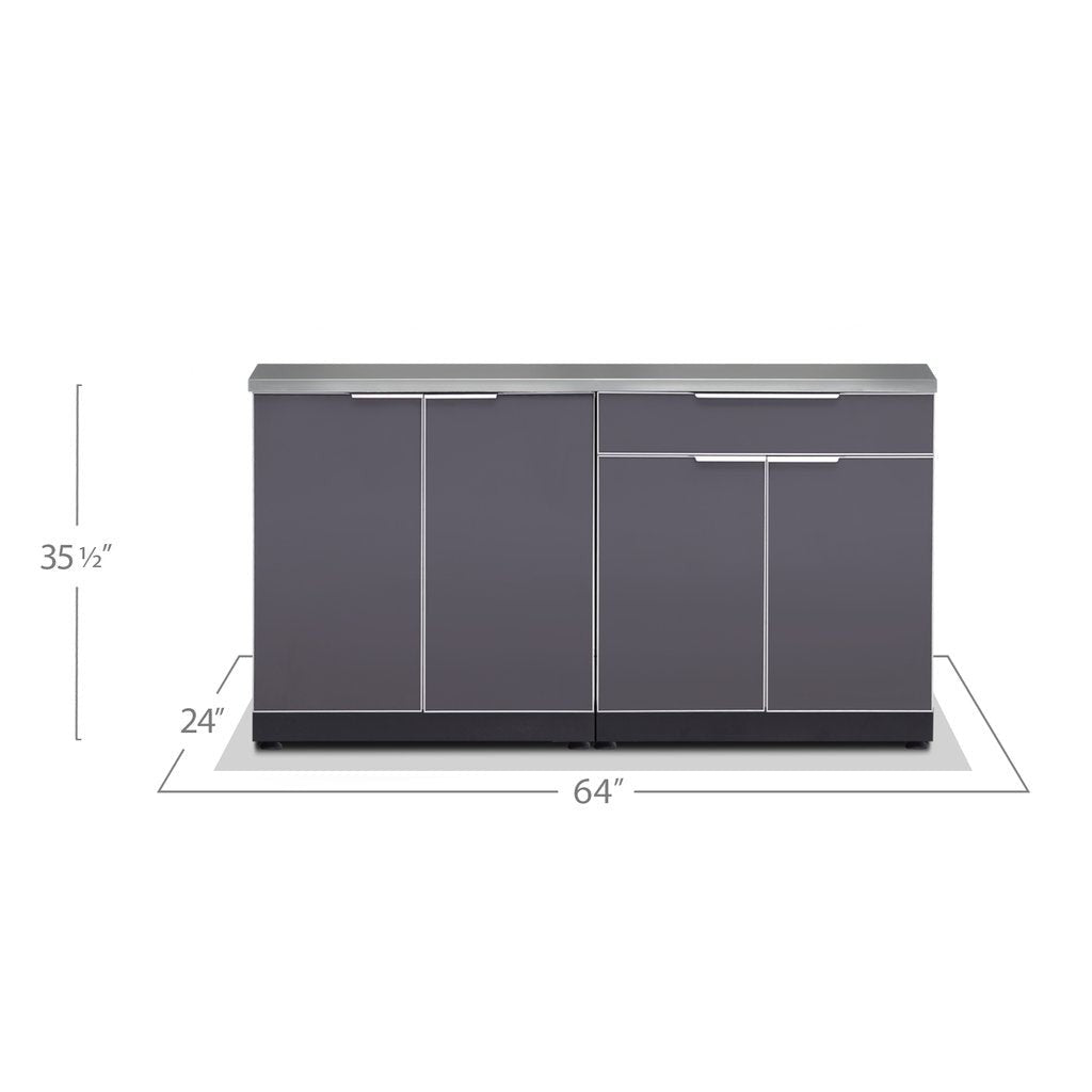 NewAge Outdoor Kitchen 3 PC Cabinet Set in Slate Gray with Countertops 65267 - BetterPatio.com