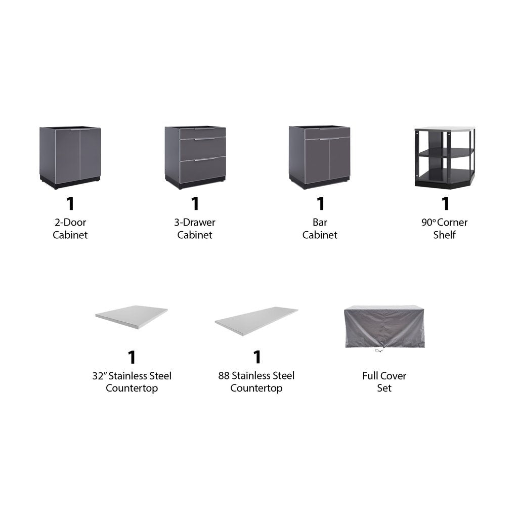 NewAge Outdoor Kitchen 6 PC Cabinet Set in Slate Gray with Covers 65271 - BetterPatio.com