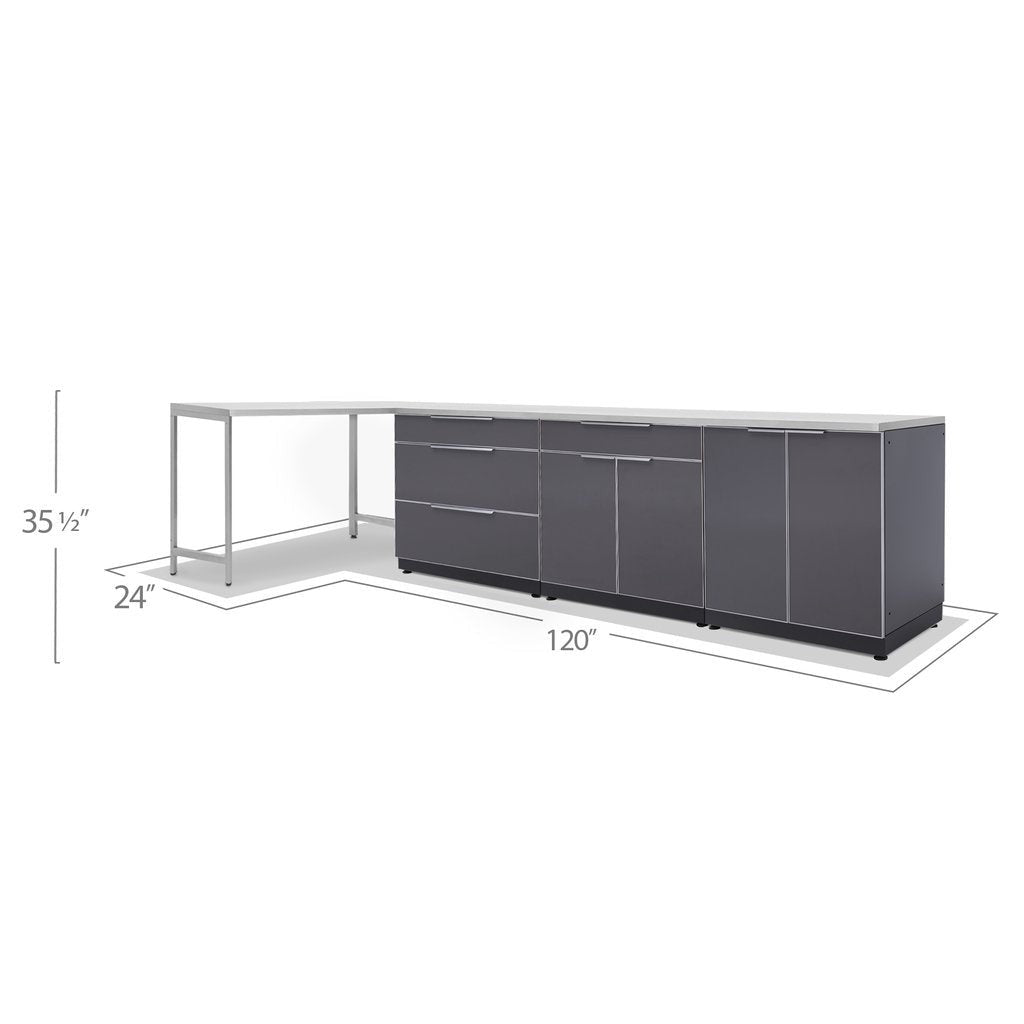 NewAge Outdoor Kitchen 5 PC Cabinet Set in Slate Gray with Covers 65272 - BetterPatio.com
