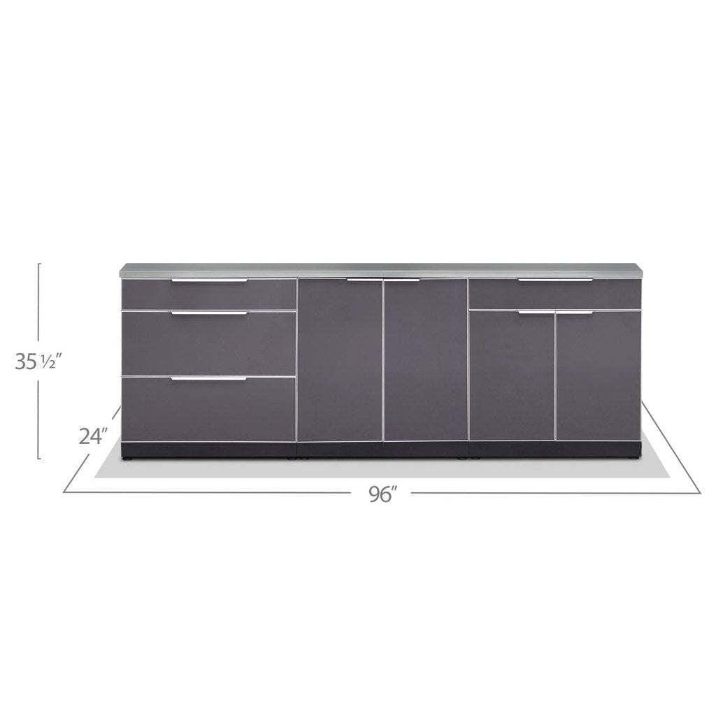 NewAge Outdoor Kitchen 4 PC Cabinet Set in Slate Gray with Covers 65275 - BetterPatio.com
