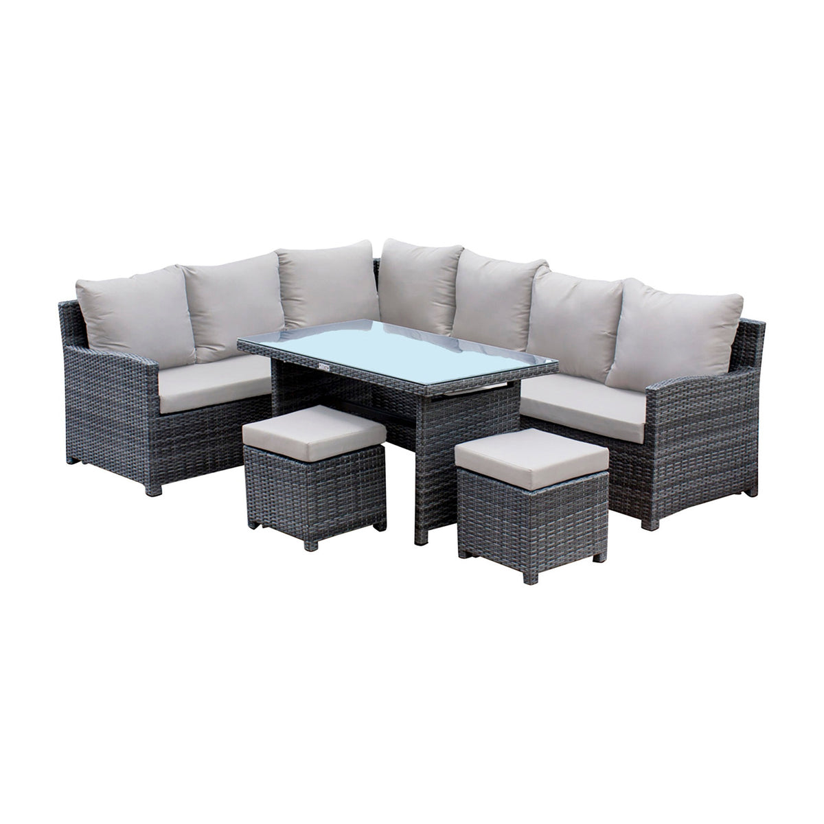 Ultra 5 PC Sectional Dining Set with Cushions 890-3215F-GRY-5PC - BetterPatio.com