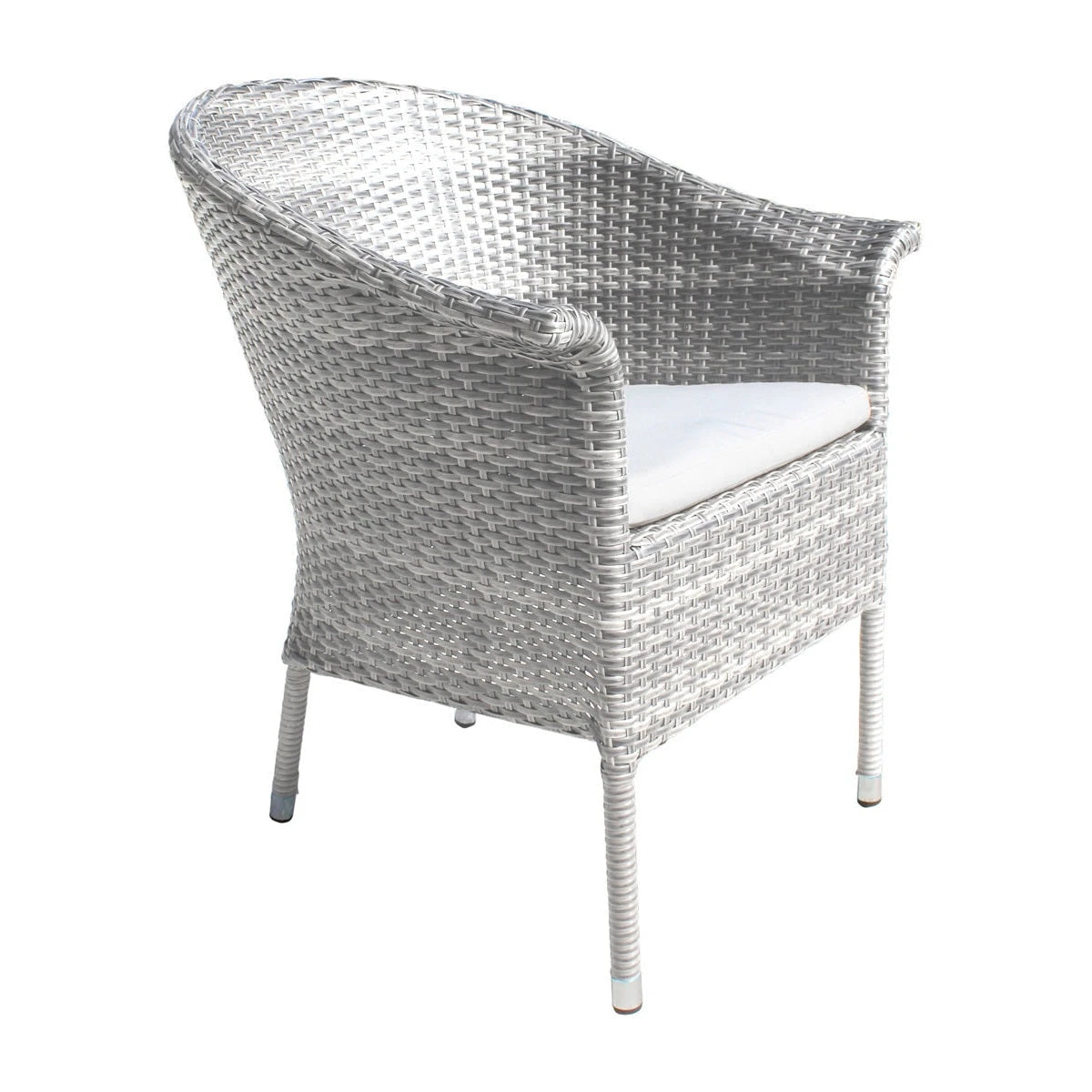 Hospitality Rattan Athens 7-Piece Woven Armchair Dining Set - woven armchair with outdoor dining cushion