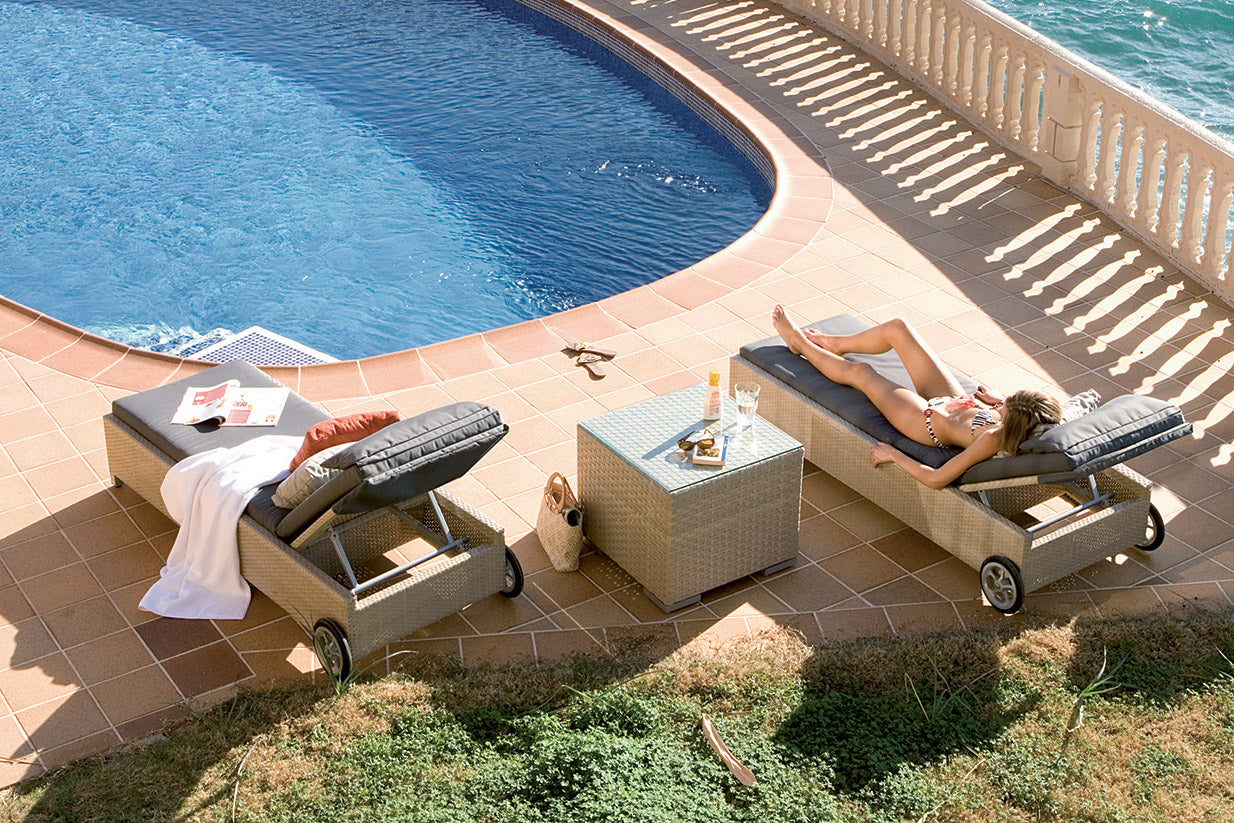 Rubix 3-Piece Chaise Lounge Set with Cushions | Hospitality Rattan Patio