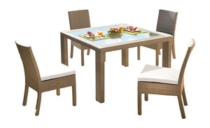 Rubix 5-Piece Side Chair Dining Set with Cushions | Hospitality Rattan Patio