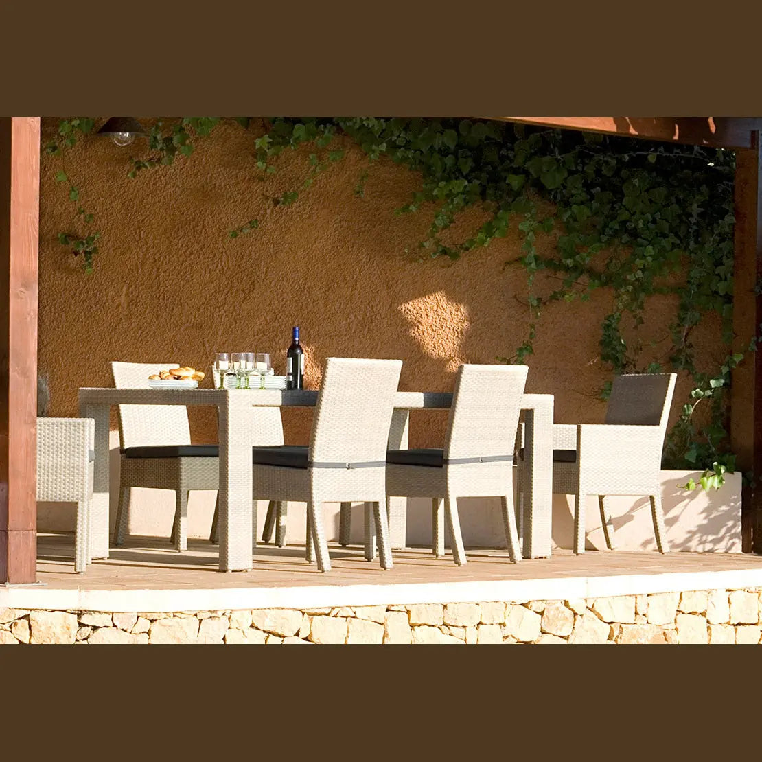 Rubix 7-Piece Armchair Dining Set with Cushions | Hospitality Rattan Patio