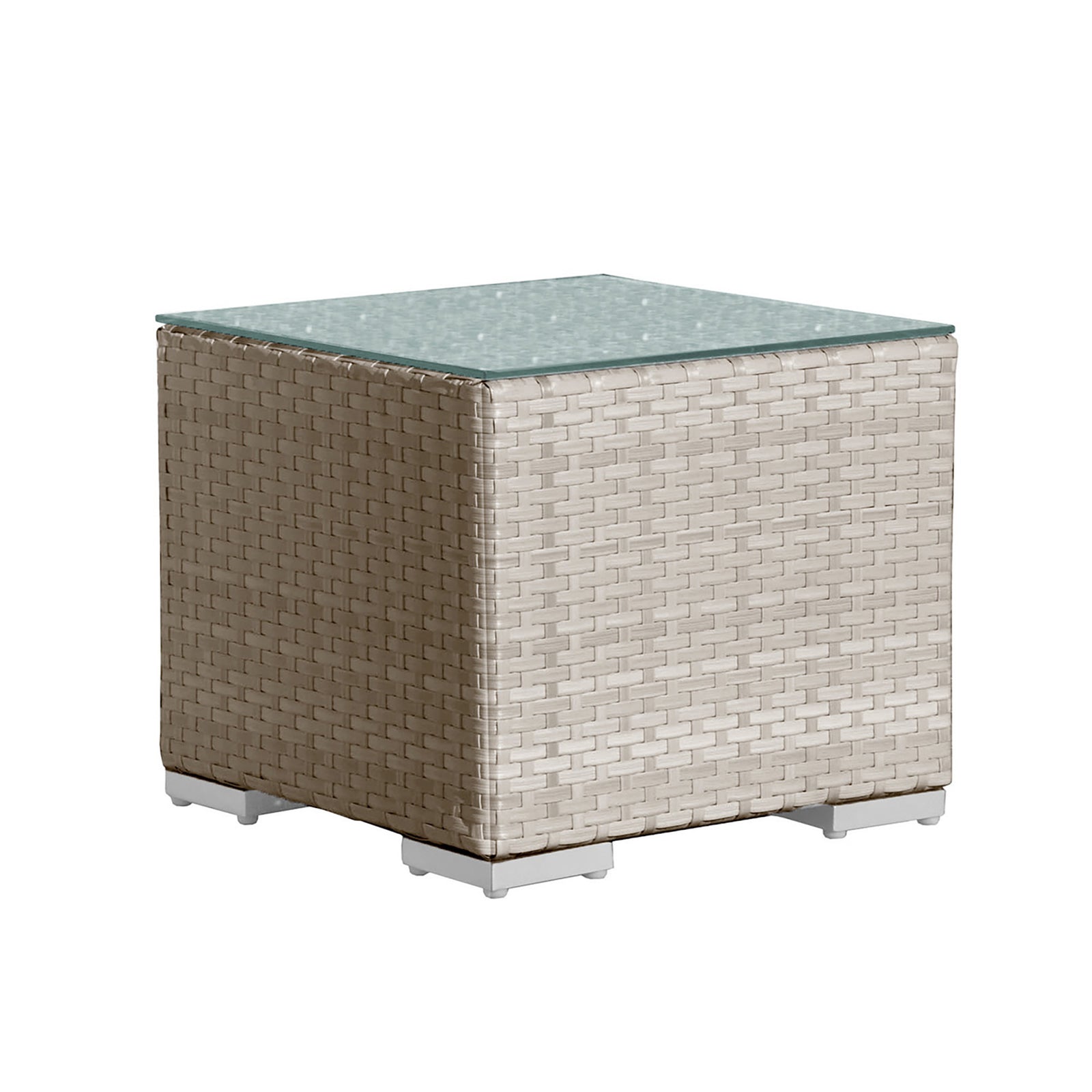 Rubix End Table with Glass | Hospitality Rattan Patio