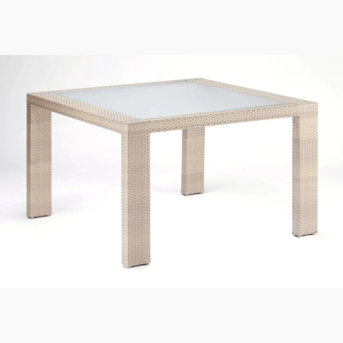 Rubix Square Woven Dining Table with Glass 902-1349-KBU-SQ-GL - BetterPatio.com