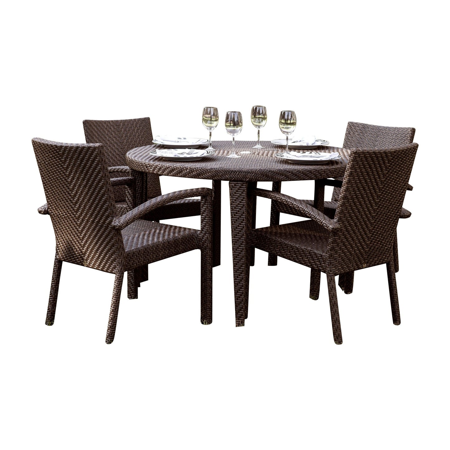Soho 5 PC Round Dining Arm Chair Group with Cushions 903-3303-JBP-5DA-CUSH - BetterPatio.com