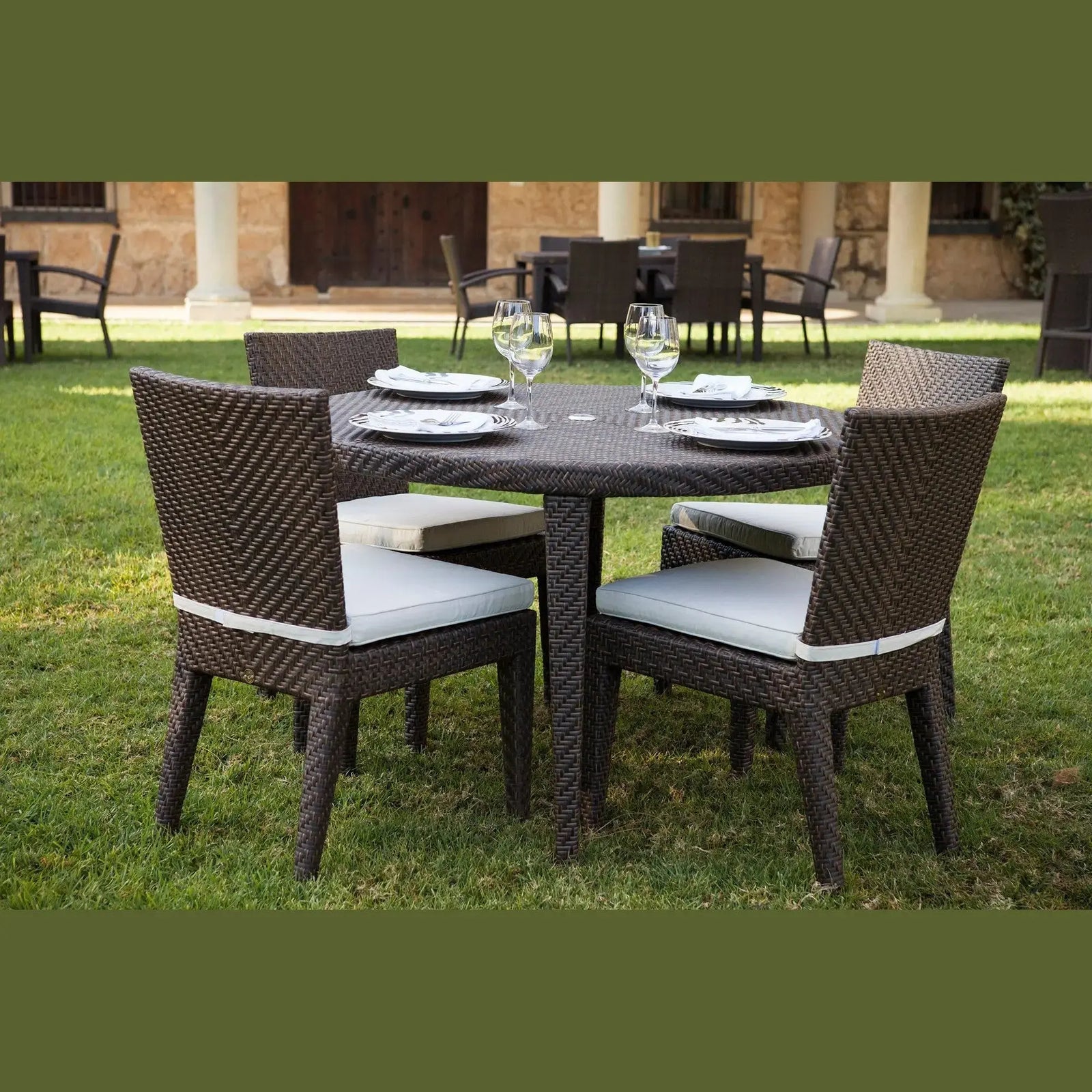 Soho 5-Piece Round Dining Side Chair Set with Cushions | Hospitality Rattan Patio