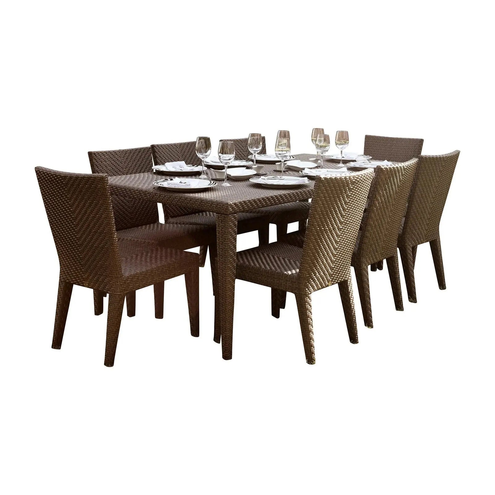 Soho 9-Piece Rectangular Dining Side Chair Set with Cushions | Hospitality Rattan Patio