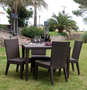 Soho 5-Piece Square Dining Side Chair Set with Cushions | Hospitality Rattan Patio