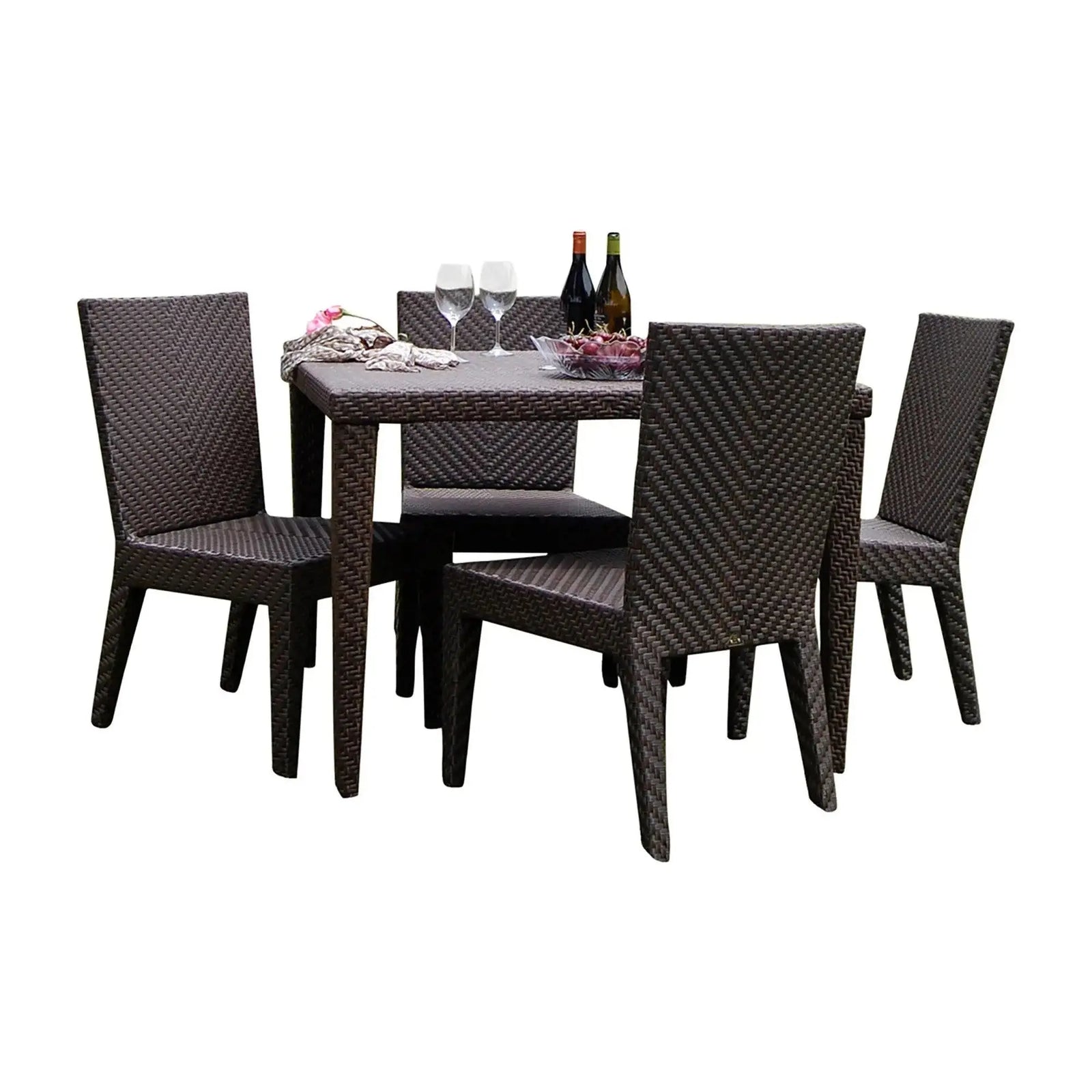 Soho 5-Piece Square Dining Side Chair Set with Cushions | Hospitality Rattan Patio