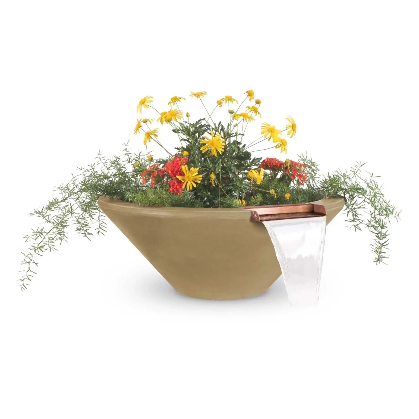 The Outdoor Plus 36" Cazo GFRC Planter Bowl with Water