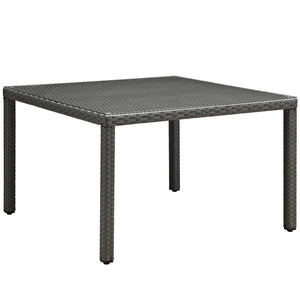Modway Sojourn 47" Square Outdoor Patio Glass Top Dining Table EEI-1925 - BetterPatio.com