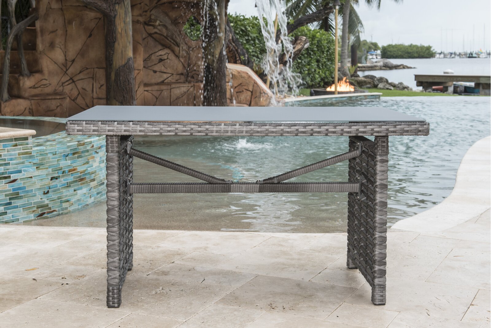 Panama Jack Graphite Rectangular High Coffee Table W/Frost Glass PJO-1601-GRY-RC - BetterPatio.com