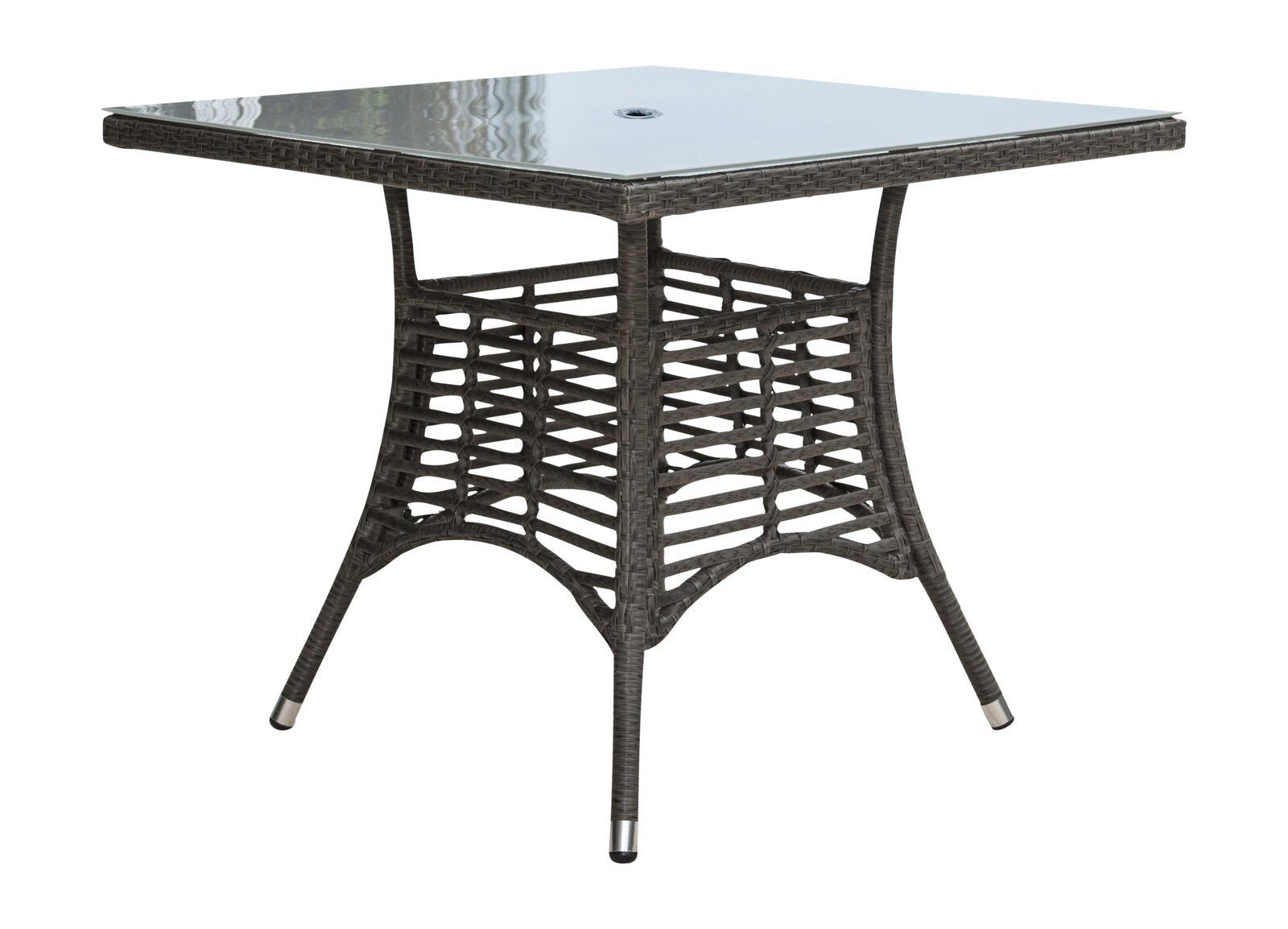 Panama Jack Graphite Square Dining Table 36" W/Frost Glass & Hole PJO-1601-GRY-SQ - BetterPatio.com