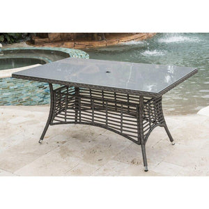 Panama Jack Graphite Rectangular 36" X 60" Table W/Frost Glass & Hole PJO-1601-GRY-RT - BetterPatio.com