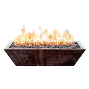 The Outdoor Plus 60" Linear Maya Hammered Copper Fire Bowl