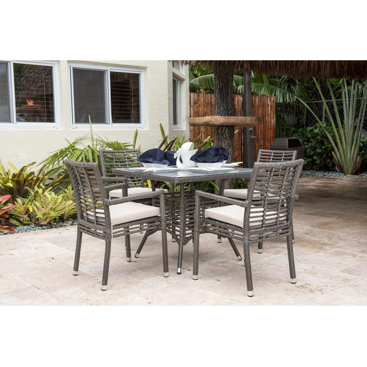 Panama Jack Graphite 5 Pc Dining Set with Cushions