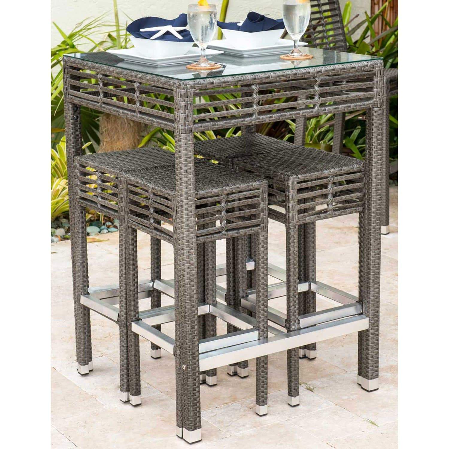 Panama Jack Graphite Square Pub Table W/ Glass PJO-1601-GRY-PT - BetterPatio.com