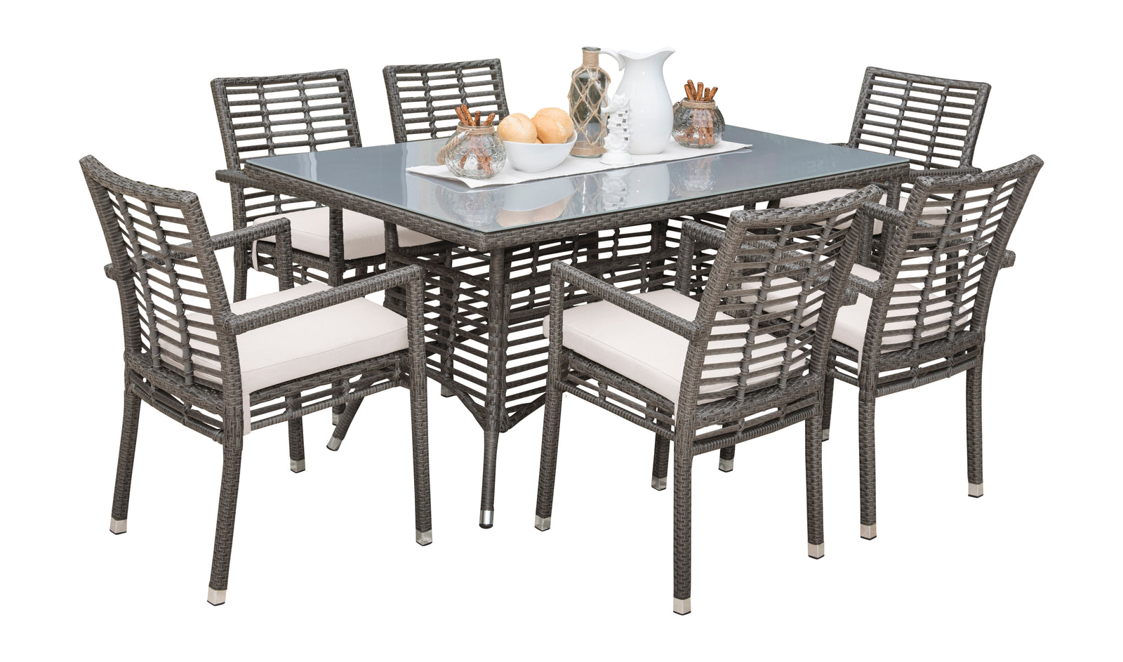 Panama Jack Graphite 7 Pc Dining Set with Cushions