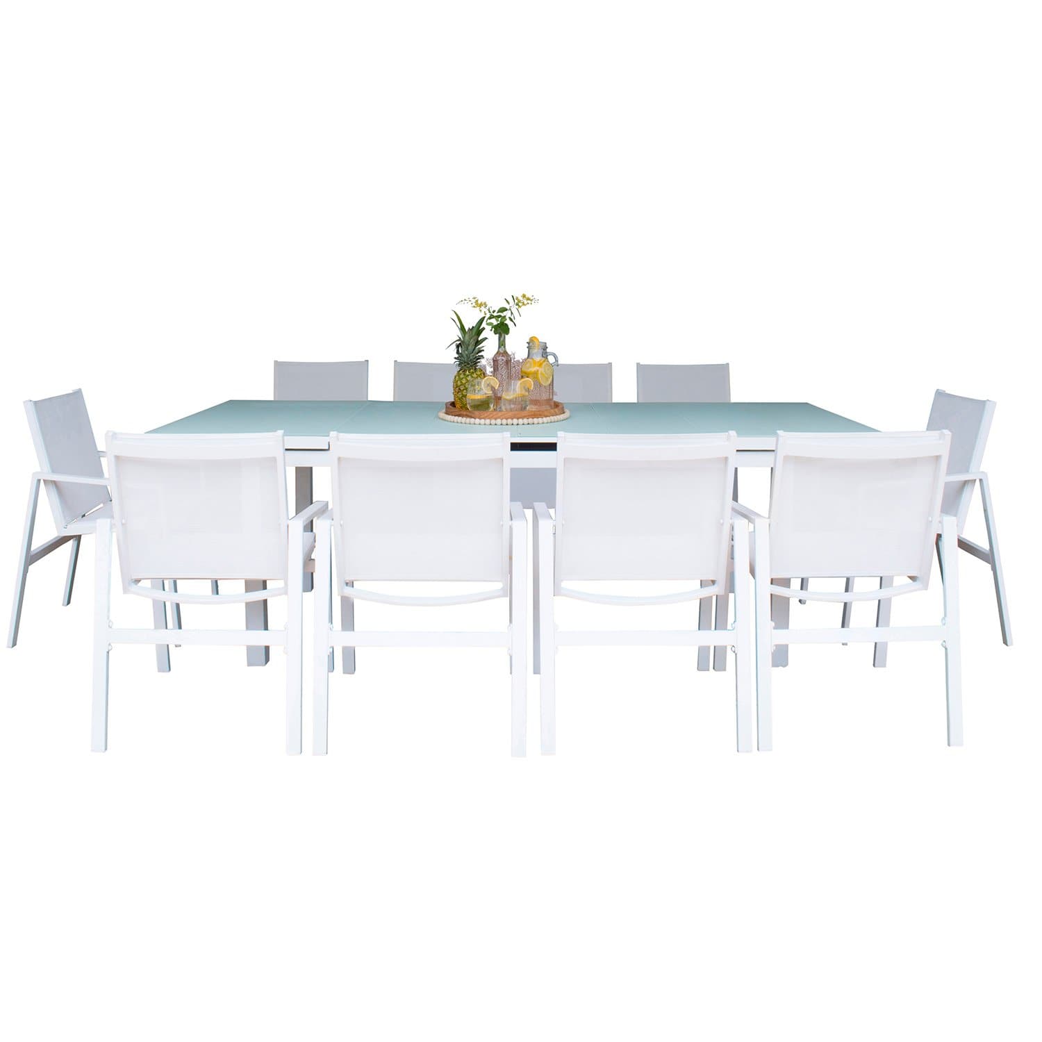 Panama Jack Mykonos 11 Pc Rectangular Dining PJO-2401-WHT-11DA - BetterPatio.com
