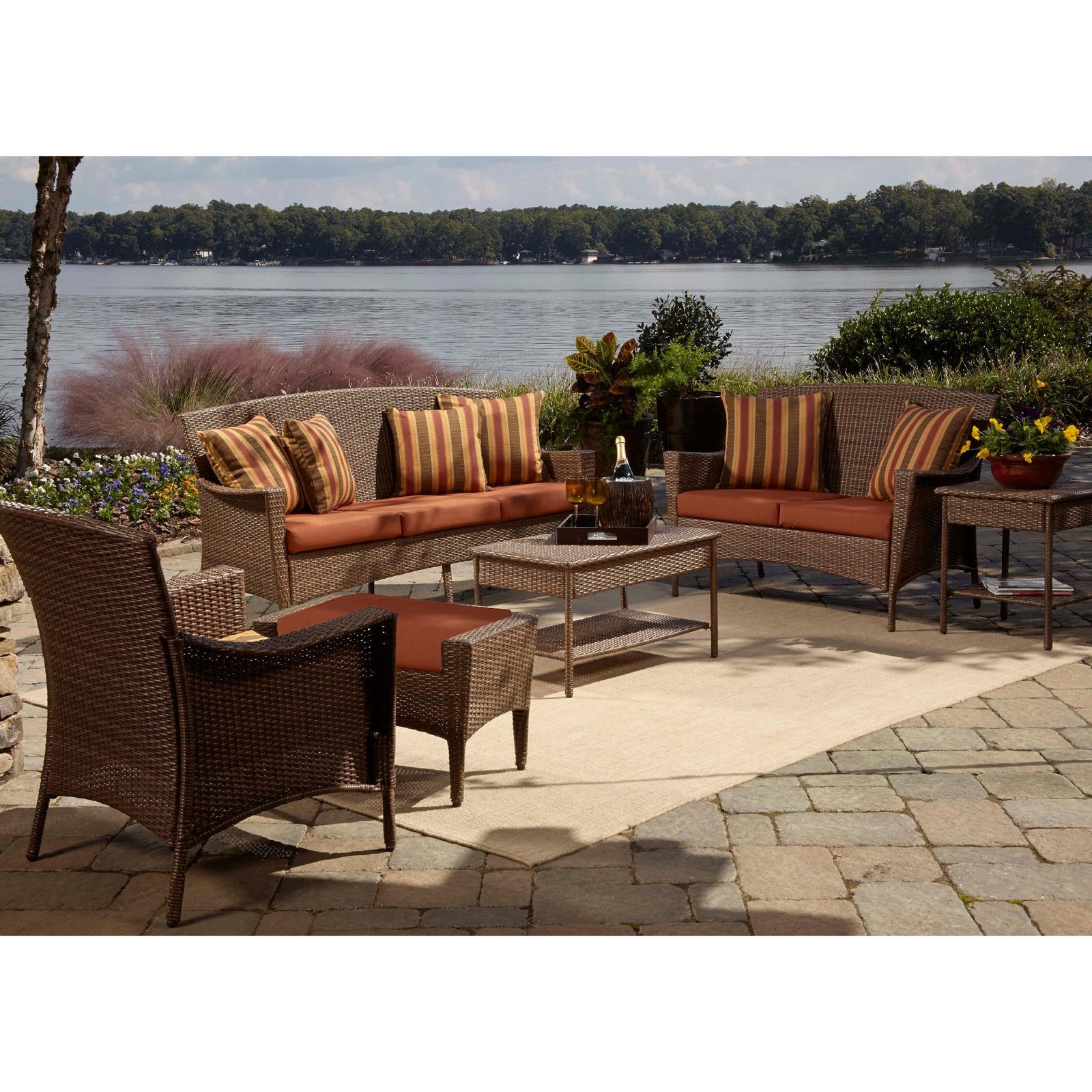 Panama Jack Key Biscayne 5 PC Seating Group with cushions PJO-7001-ATQ-5PLS - BetterPatio.com