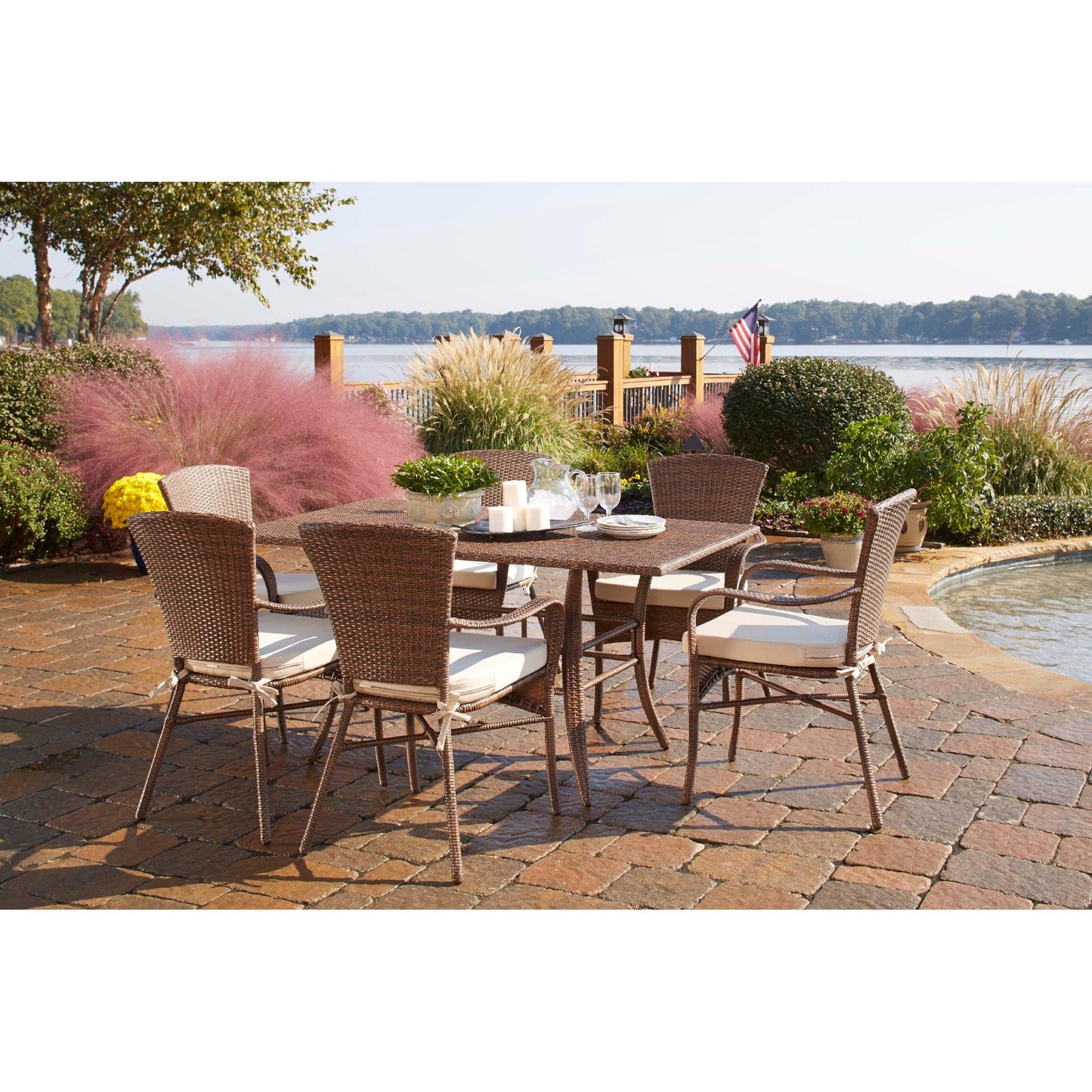 Panama Jack Key Biscayne 7 piece Rectangular Dining Set with Cushion PJO-7001-ATQ-7PC - BetterPatio.com